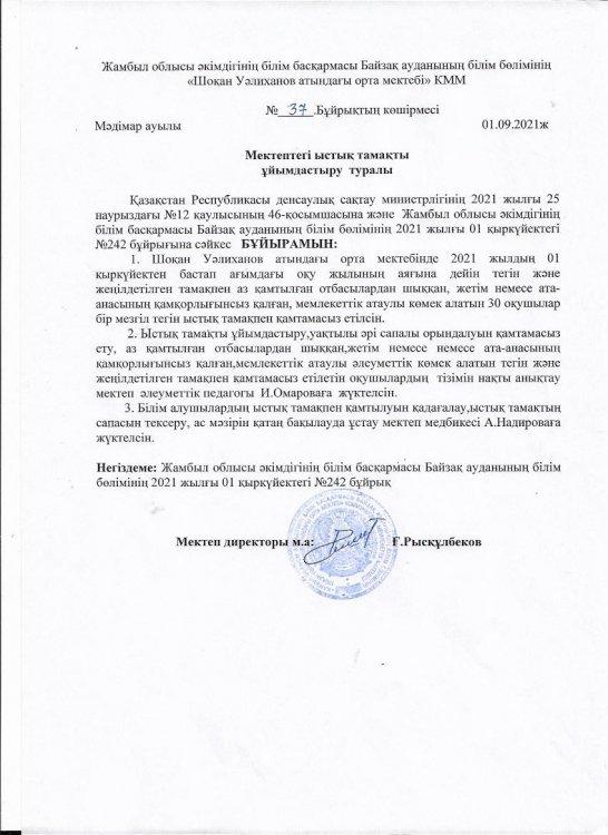 Мектептегі ыстық тамақтың ұйымдастырылуы