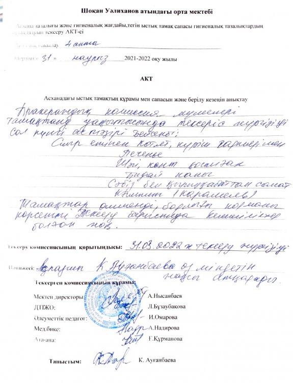Наурыз айына Ыстық тамақ АКТ
