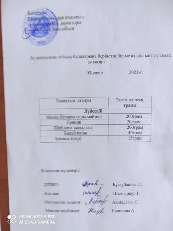 Cәуір айының тамақтану актісі